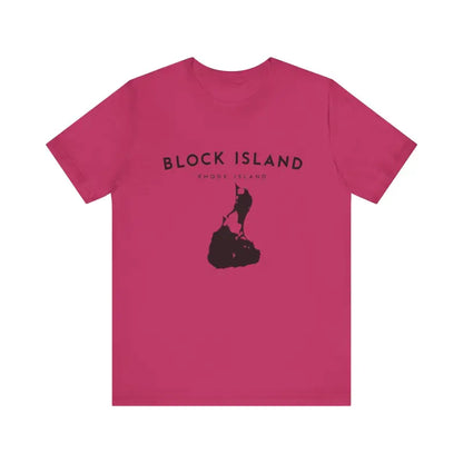 Pink Block Island Jersey Tee featuring a graphic design for coastal island enthusiasts