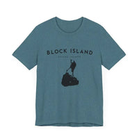 Block Island Design T-Shirt in Gray Light Green and Mint for Coastal Vibes - Ocean State Styles