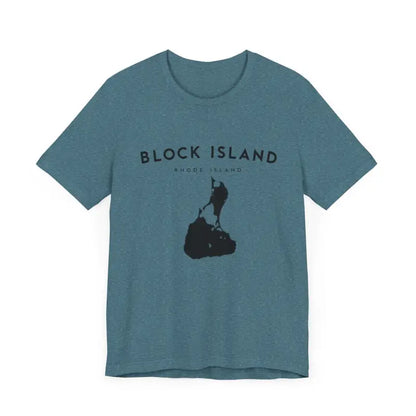 Blue T-shirt with Block Island graphic from Block Island Jersey Tee for island lovers
