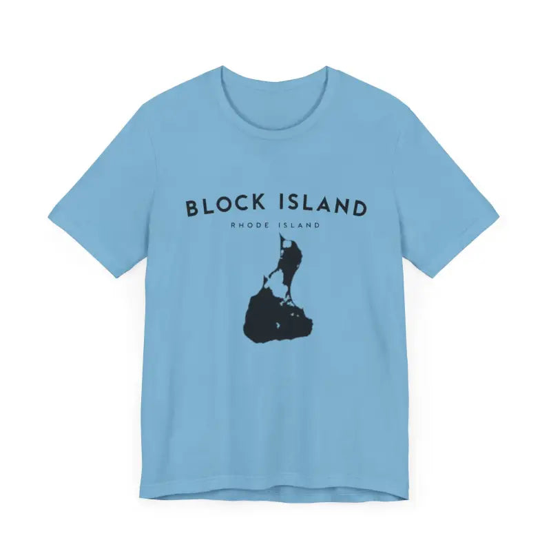 Light blue Block Island Jersey Tee for coastal lovers showcasing island-inspired style