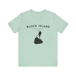 Block Island Design T-Shirt in Gray Light Green and Mint for Coastal Vibes - Ocean State Styles