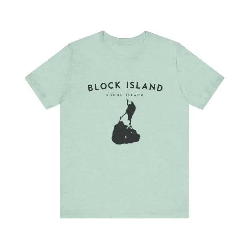 Block Island Design T-Shirt in Gray Light Green and Mint for Coastal Vibes - Ocean State Styles