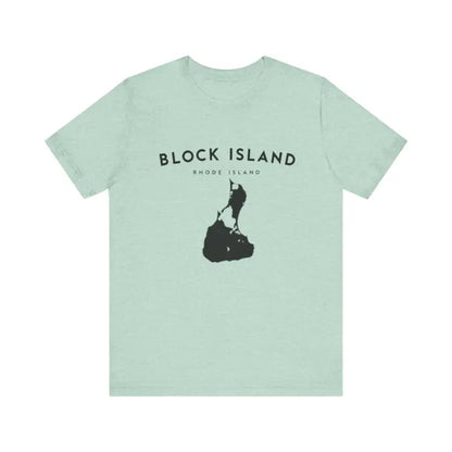 Light green Block Island Jersey Tee showcasing coastal vibes for island lovers