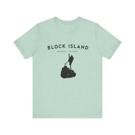 Block Island Design T-Shirt in Gray Light Green and Mint for Coastal Vibes - Ocean State Styles