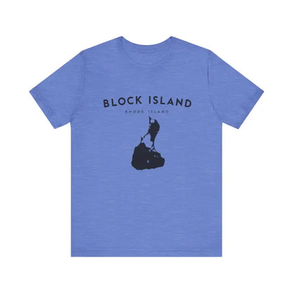 Blue Block Island t-shirt showcased in Block Island Jersey Tee for island enthusiasts