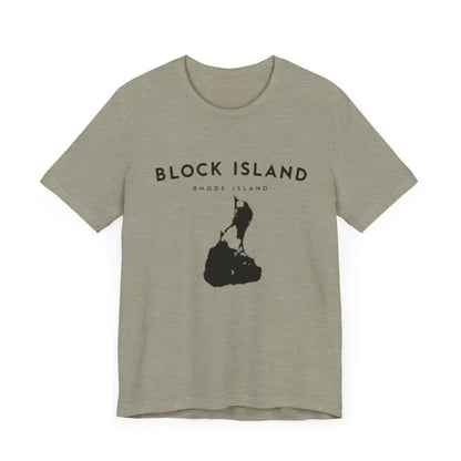 Khaki t-shirt featuring Block Island graphic from Block Island Jersey Tee collection