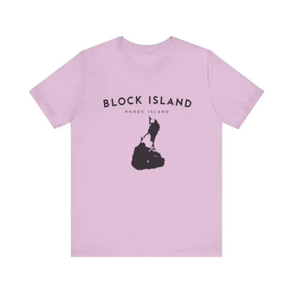 Lilac Block Island Jersey Tee featuring a graphic for Coastal Vibes enthusiasts