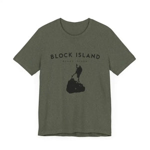 Block Island Design T-Shirt in Gray Light Green and Mint for Coastal Vibes - Ocean State Styles