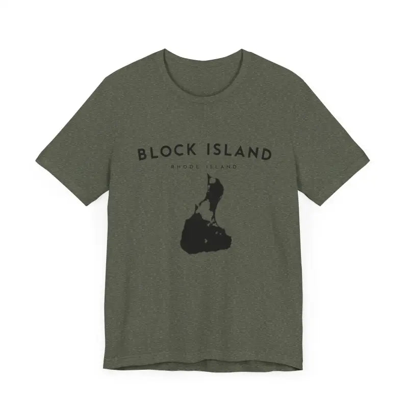 Olive green Block Island Jersey Tee for island lovers embodying coastal vibes