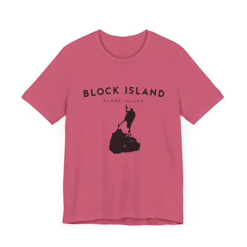Pink Block Island map t-shirt in Block Island Jersey Tee for Coastal Vibes lovers