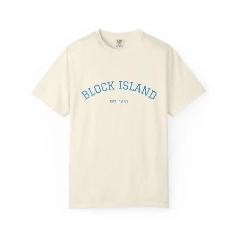 Cream T-shirt with BLOCK ISLAND EST 1661 text from the Block Island Est 1661 T-shirt collection