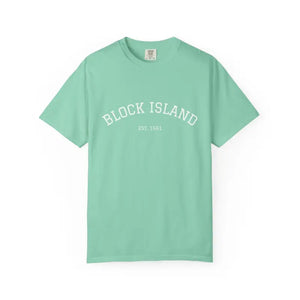 Mint green short-sleeved crewneck t-shirt from Block Island Est 1661 collection