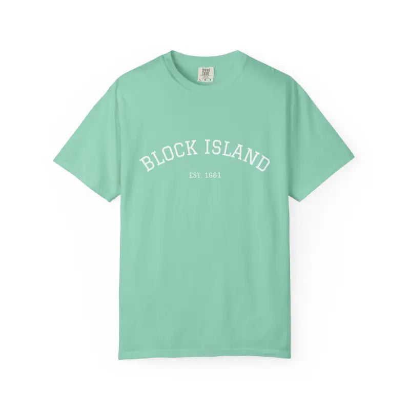 Mint green short-sleeved crewneck t-shirt from Block Island Est 1661 collection