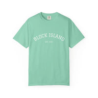 Mint green short-sleeved crewneck t-shirt from Block Island Est 1661 collection