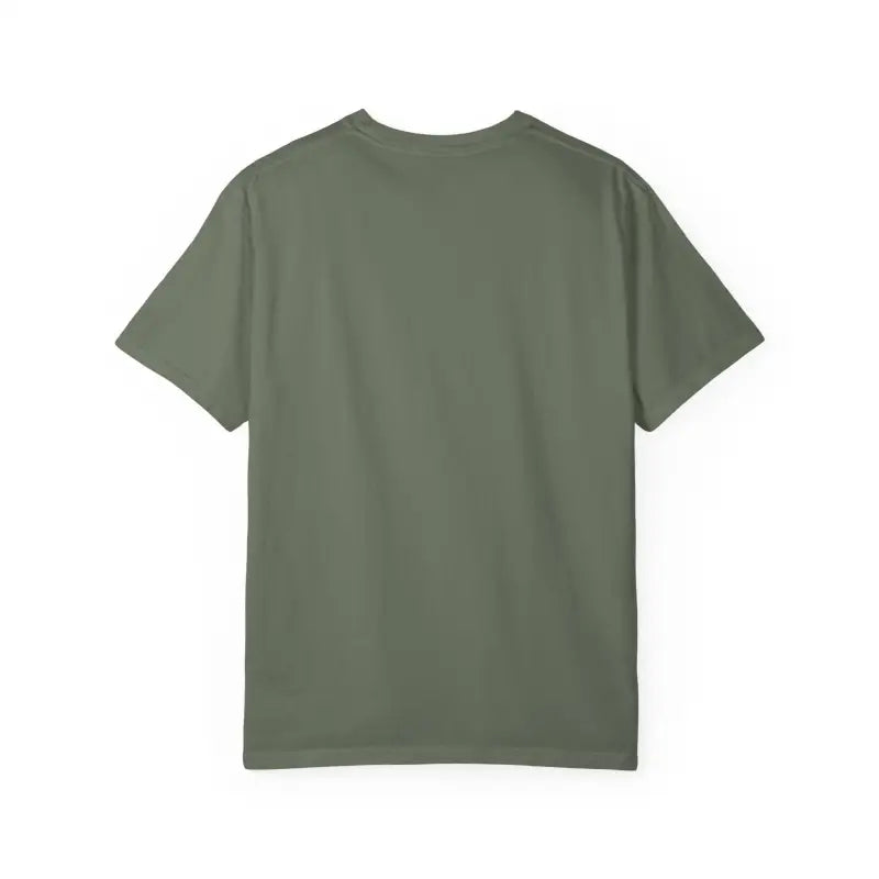 Olive green Block Island Est 1661 short-sleeved crewneck t-shirt displayed for sale