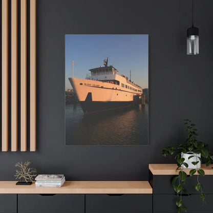 Ferry boat canvas print of Block Island Ferry showcasing maritime scenery