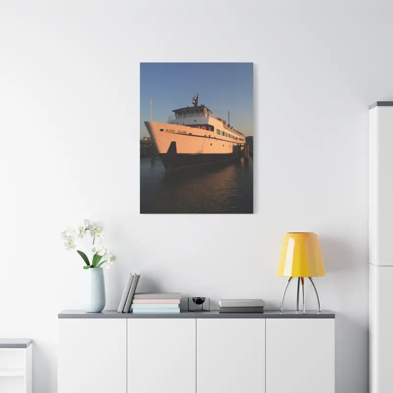 Ferry boat canvas print featuring the Block Island Ferry in vibrant colors