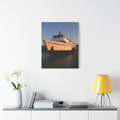Ferry boat canvas print of the Block Island Ferry for nautical home decor