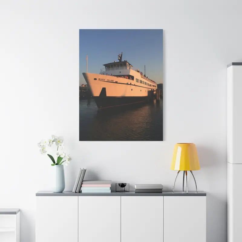 Ferry boat canvas print featuring the Block Island Ferry in a scenic design