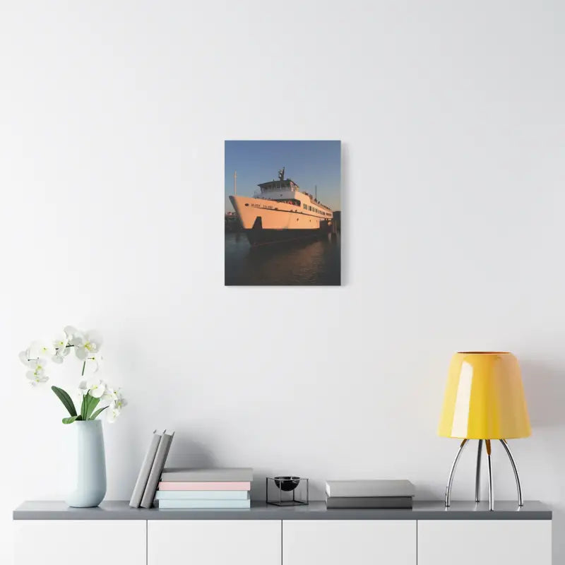 Canvas print of Block Island Ferry boat showcasing vibrant maritime scenery