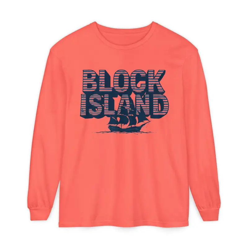 Salmon-colored long-sleeved shirt from Block Island Long Sleeve Shirt for coastal lovers