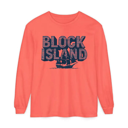 Salmon-colored long-sleeved shirt from Block Island Long Sleeve Shirt for coastal lovers