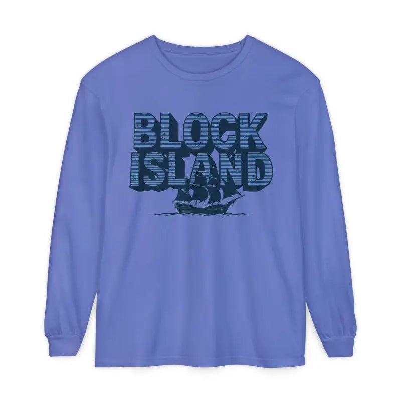 Periwinkle long-sleeved Block Island Long Sleeve Shirt for coastal lovers