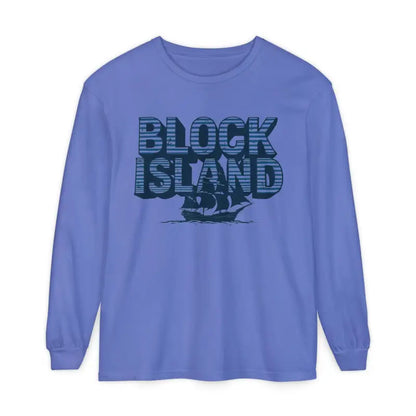 Periwinkle long-sleeved Block Island Long Sleeve Shirt for coastal lovers
