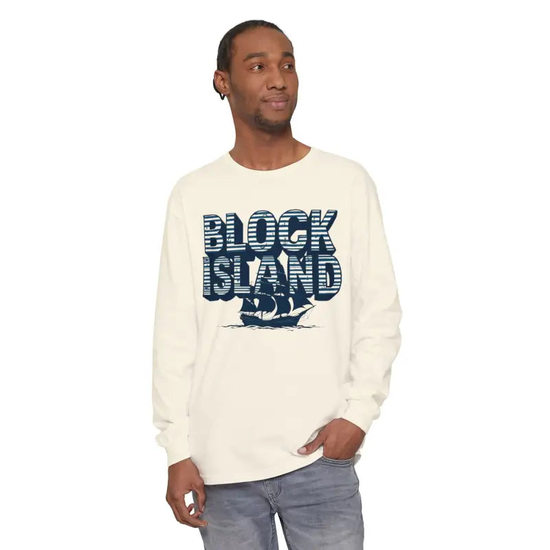 Unisex Block Island Long Sleeve Shirt for coastal lovers in a stylish design