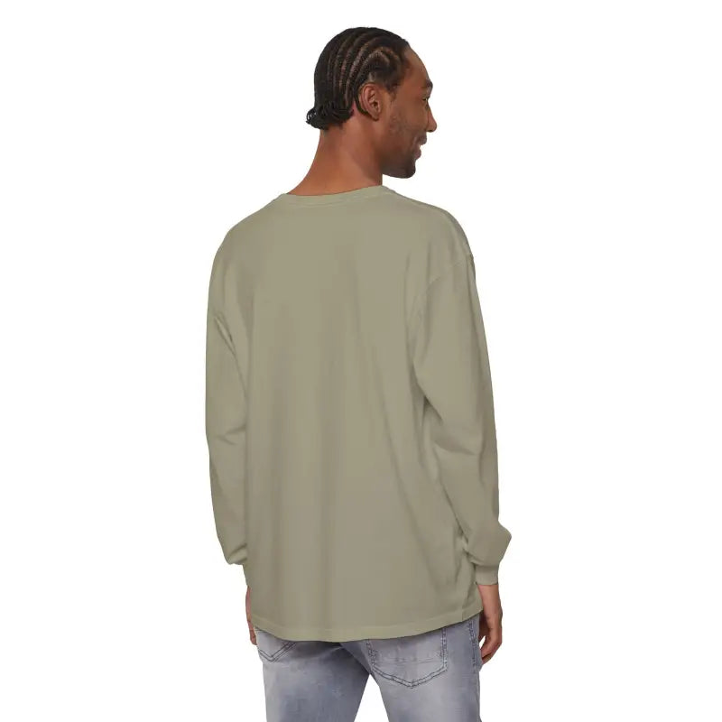 Man wearing Block Island Long Sleeve Shirt, a stylish tee for coastal lovers