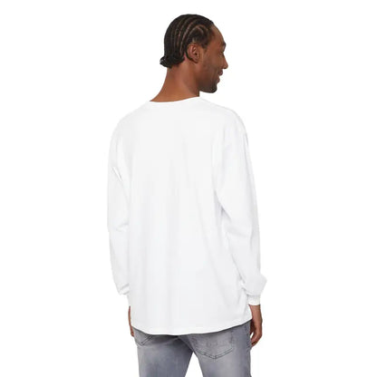 Man in white long-sleeved shirt and gray jeans wearing Block Island Long Sleeve Shirt