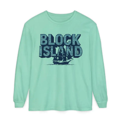 Mint green long-sleeved shirt from Block Island Long Sleeve Shirt Unisex Coastal Lovers Tee
