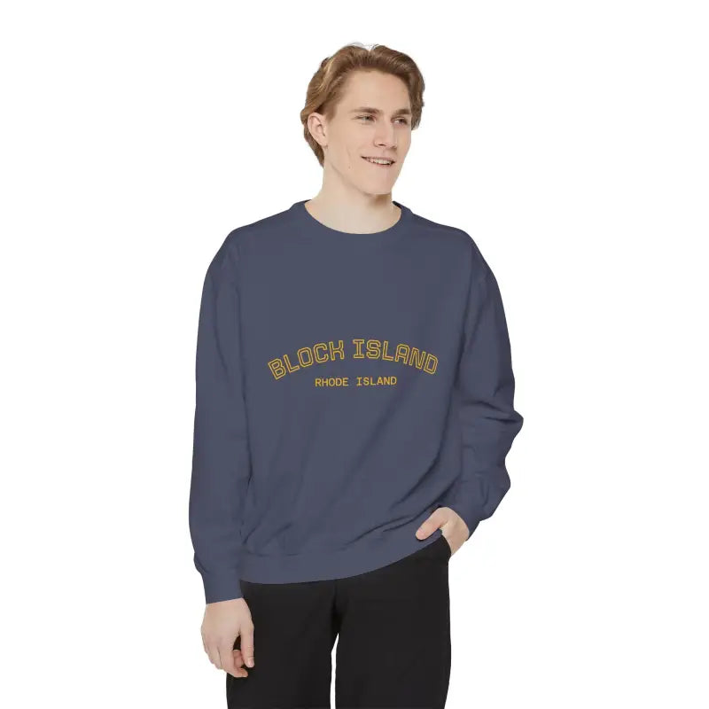 Block Island Rhode Island Unisex Sweatshirts in Lavender Light Blue and Navy Blue - Ocean State Styles