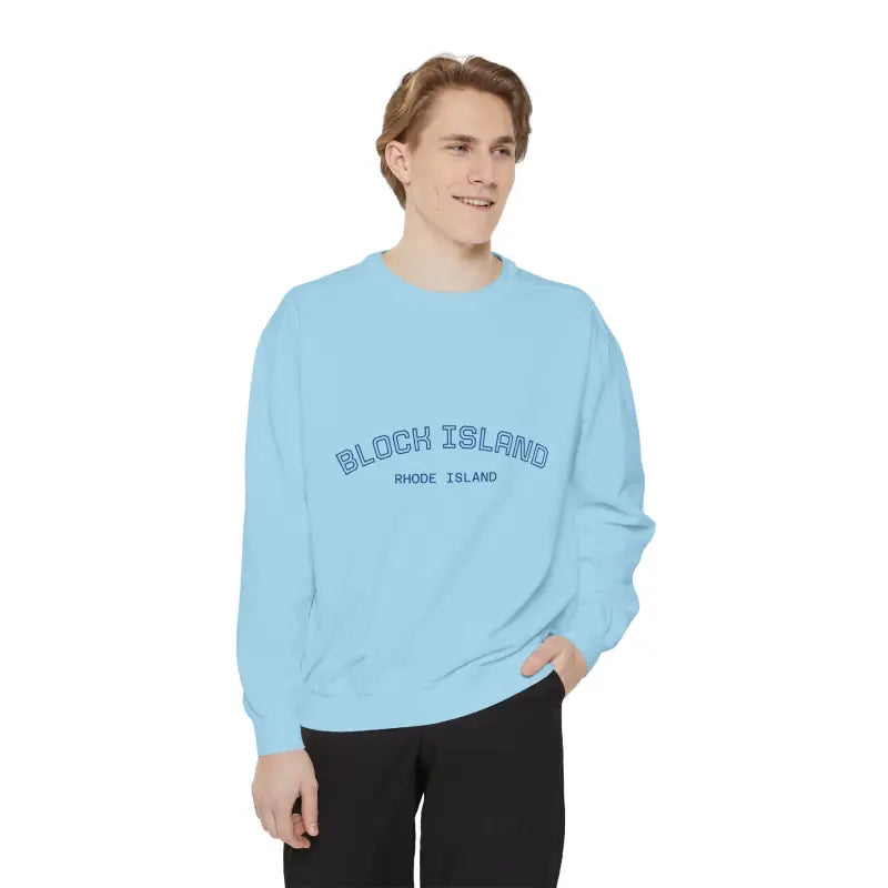 Block Island Rhode Island Unisex Sweatshirts in Lavender Light Blue and Navy Blue - Ocean State Styles