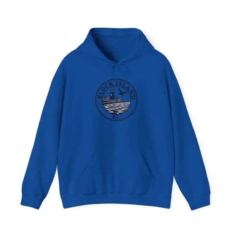 Block Island RI Lighthouse and Seagull Graphic Hoodies in Neutral Shades - Ocean State Styles