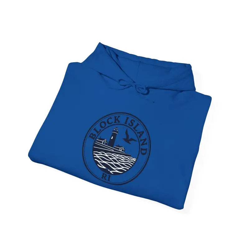 Block Island RI Lighthouse and Seagull Graphic Hoodies in Neutral Shades - Ocean State Styles