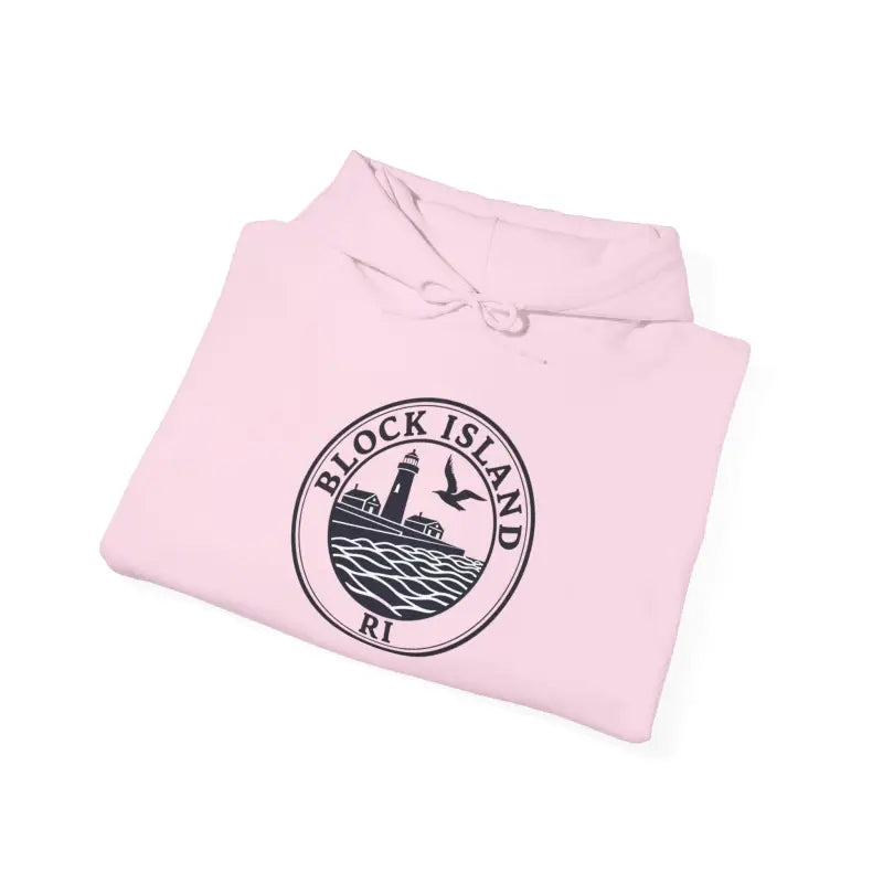 Block Island RI Lighthouse and Seagull Graphic Hoodies in Neutral Shades - Ocean State Styles