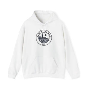 Block Island RI Lighthouse and Seagull Graphic Hoodies in Neutral Shades - Ocean State Styles