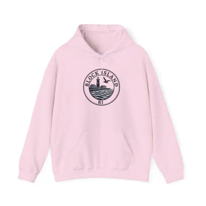 Block Island RI Lighthouse and Seagull Graphic Hoodies in Neutral Shades - Ocean State Styles