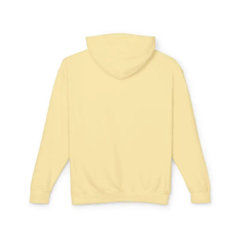 Pale yellow hooded sweatshirt featuring Block Island RI Lighthouse design