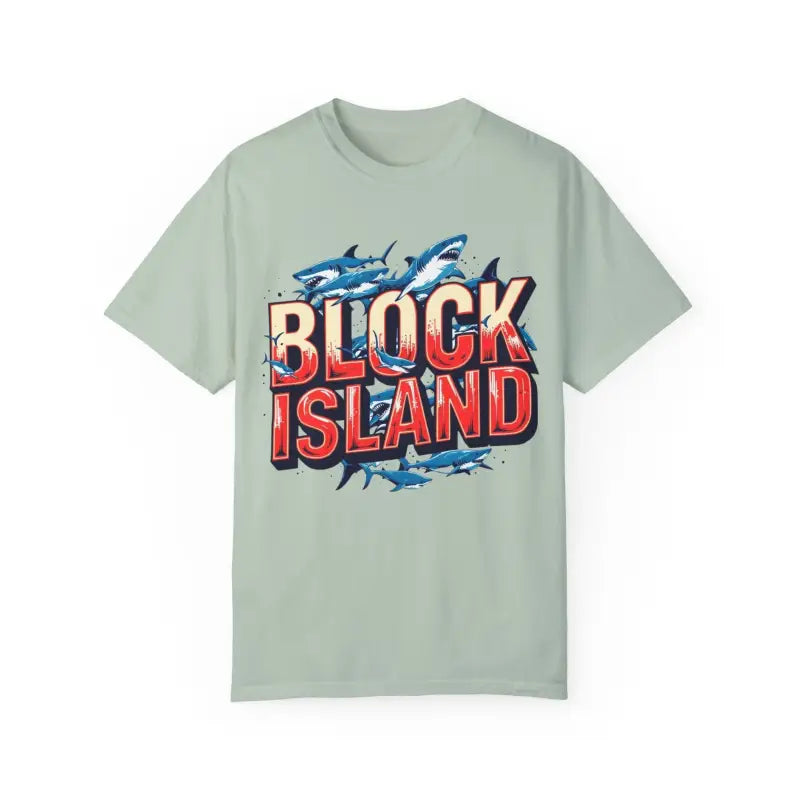 Block Island Shark Unisex T Shirt Garment Dyed Casual Tee - Ocean State Styles