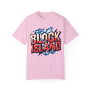 Block Island Shark Unisex T Shirt Garment Dyed Casual Tee - Ocean State Styles