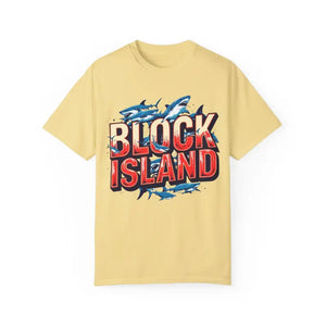 Block Island Shark Unisex T Shirt Garment Dyed Casual Tee - Ocean State Styles