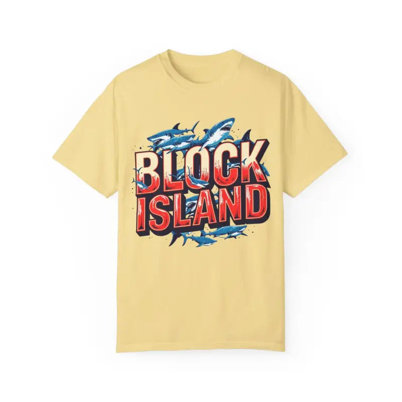 Block Island Shark Unisex T Shirt Garment Dyed Casual Tee - Ocean State Styles
