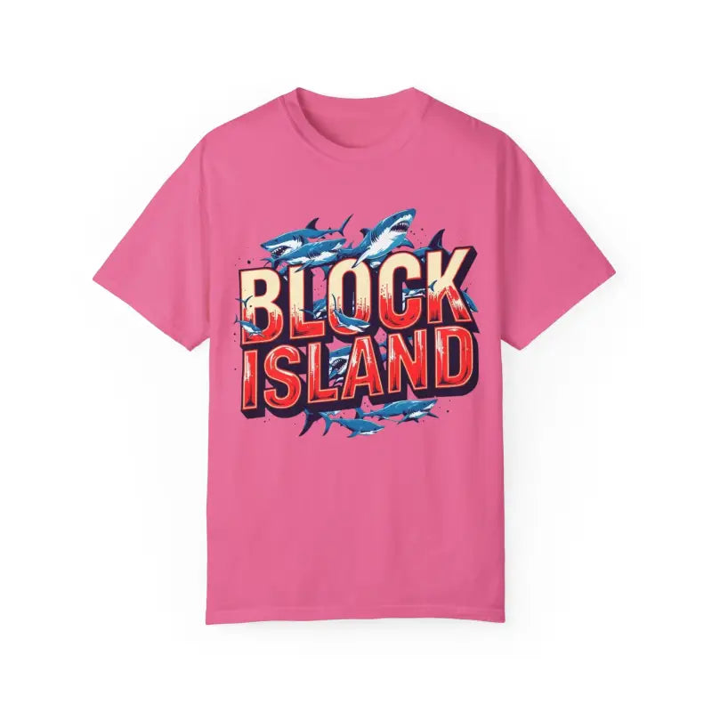 Block Island Shark Unisex T Shirt Garment Dyed Casual Tee - Ocean State Styles
