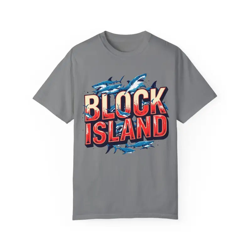 Block Island Shark Unisex T Shirt Garment Dyed Casual Tee - Ocean State Styles