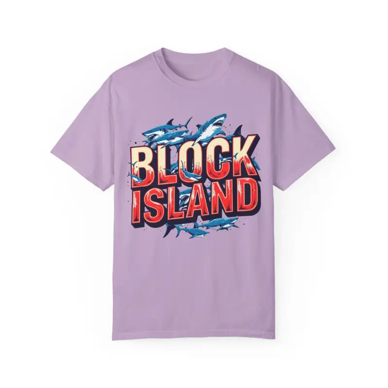 Block Island Shark Unisex T Shirt Garment Dyed Casual Tee - Ocean State Styles