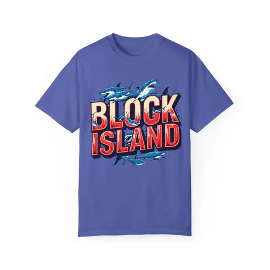 Block Island Shark Unisex T Shirt Garment Dyed Casual Tee - Ocean State Styles