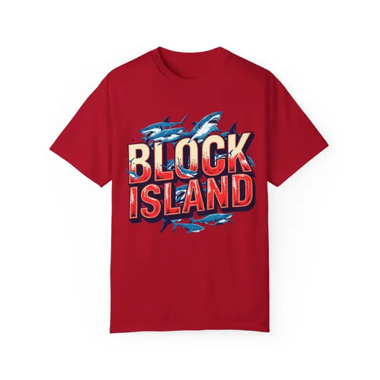 Block Island Shark Unisex T Shirt Garment Dyed Casual Tee - Ocean State Styles