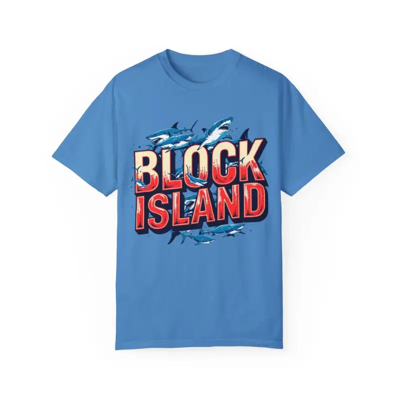 Block Island Shark Unisex T Shirt Garment Dyed Casual Tee - Ocean State Styles